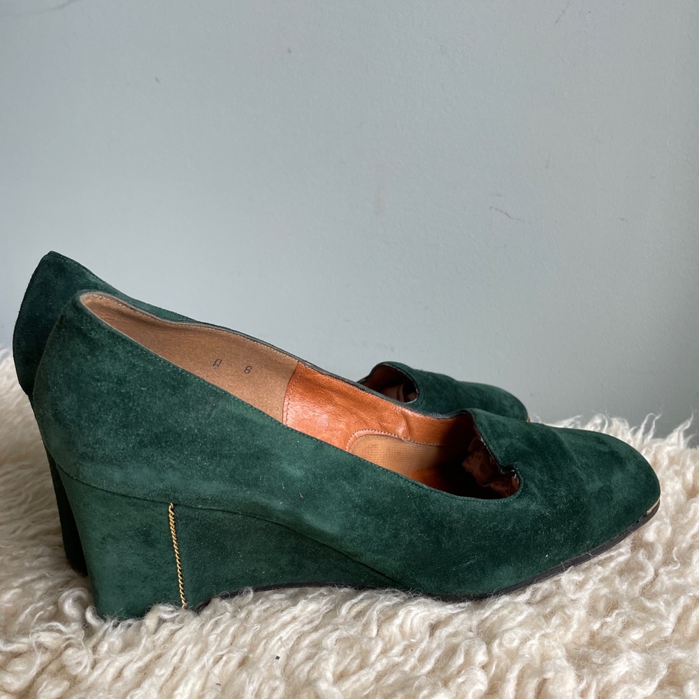 Green suede leather shoes size 8 Spanish leather